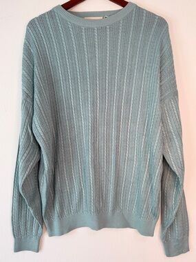 Vintage Barry Bricken 100% Silk Cable Knit Sweater Mens M Oversized Preppy 90s‎